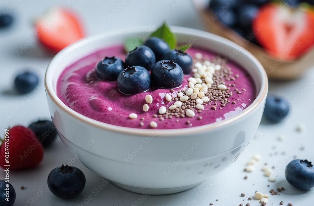 vegan food, vegan dishes, fruit and berry smoothie, healthy nutrition