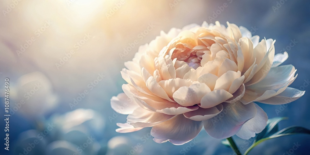 A delicate cream-colored flower blooms in the soft glow of the sun, its petals unfurling with ethereal beauty. A delicate cream-colored flower blooms in the soft glow of the sun, its petals unfurling with ethereal beauty.