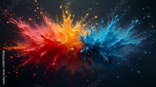 Wallpaper Mural Colored paint explosion concept on dark background, abstract pattern Torontodigital.ca