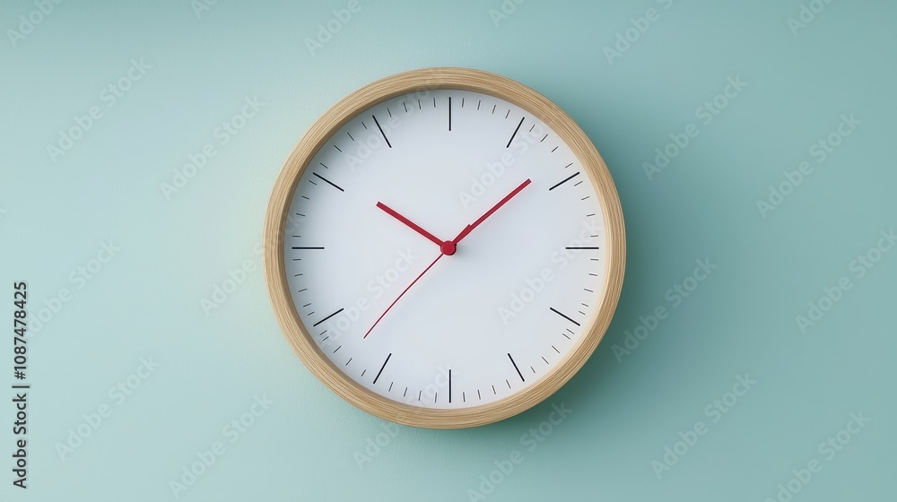 Elegant Minimalist Wall Clock on a Light Blue Background Perfect for Modern Interior Design, Homes, Offices, and Creative Spaces for Time Management and Decor Elegant Minimalist Wall Clock on a Light Blue Background Perfect for Modern Interior Design, Homes, Offices, and Creative Spaces for Time Management and Decor