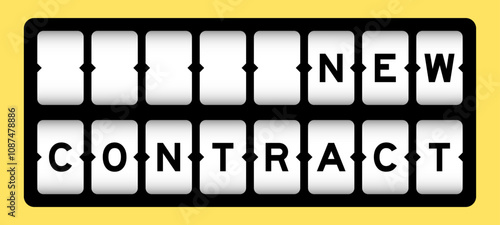 Black color in word new contract on slot banner with yellow color background