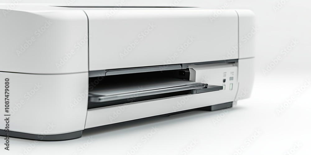 Printer on a white background featuring a detailed clipping path for seamless integration, showcasing the printer as the focal point of the image. Perfect for design projects requiring a printer. Printer on a white background featuring a detailed clipping path for seamless integration, showcasing the printer as the focal point of the image. Perfect for design projects requiring a printer.