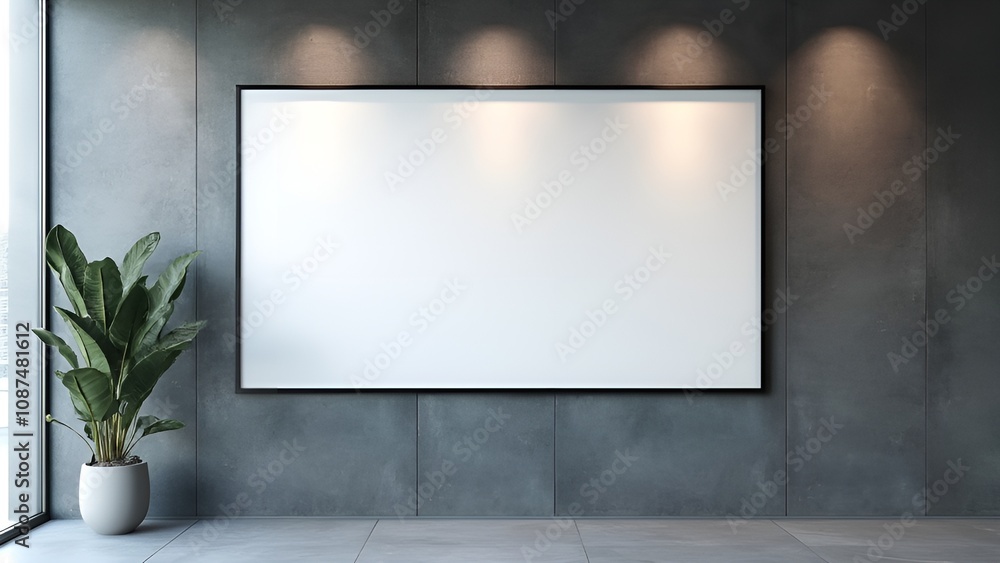 Blank digital display on modern wall. 3D Rendering Blank digital display on modern wall. 3D Rendering