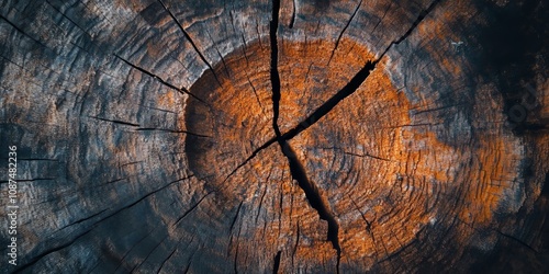 Wooden background showcasing the rich texture of a tree stump, perfect for nature eco concepts. This wooden background highlights the natural beauty and organic structure of wood. photo