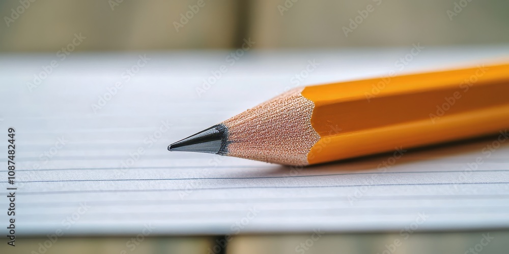 Obraz premium Photo featuring a pencil and notepaper, showcasing the creative process. This image includes a pencil alongside notepaper, emphasizing the connection between writing and sketching ideas.