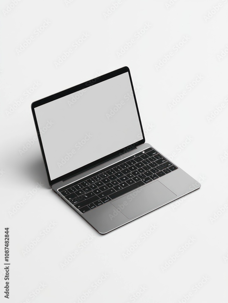 A sleek, modern laptop with a blank screen, ideal for work or creative tasks. A sleek, modern laptop with a blank screen, ideal for work or creative tasks.