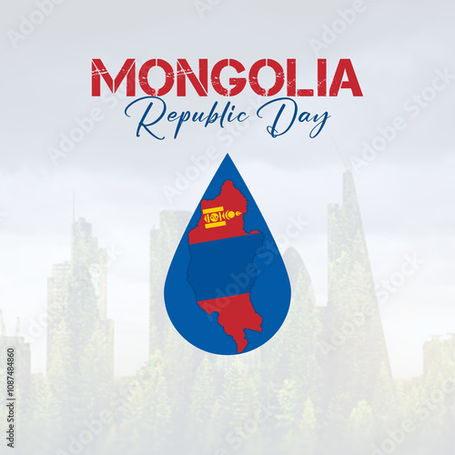 Mongolia Republic Day Social Media Design With blood theme photo