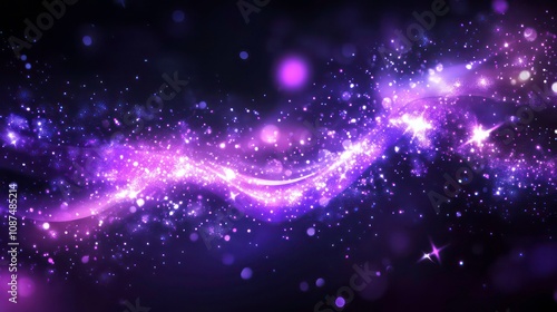 Abstract background with purple glitter with starry elements, sparkling and bright.