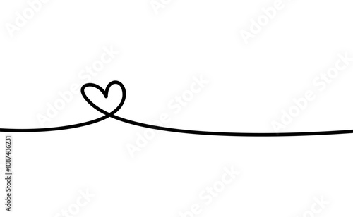 Minimalist Heart Line Art - Continuous Black Line Drawing