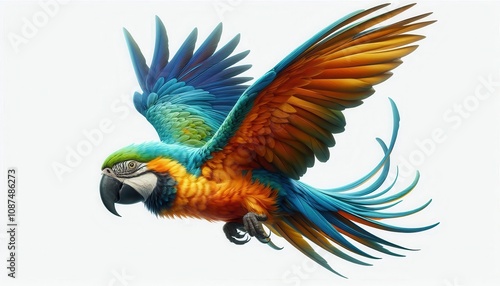Wallpaper Mural macaw parrot on isolated white background Torontodigital.ca