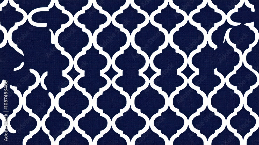 Fototapeta premium Navy Blue And White Geometric Textile Pattern Design