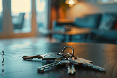 Keys on table in new house or apartment