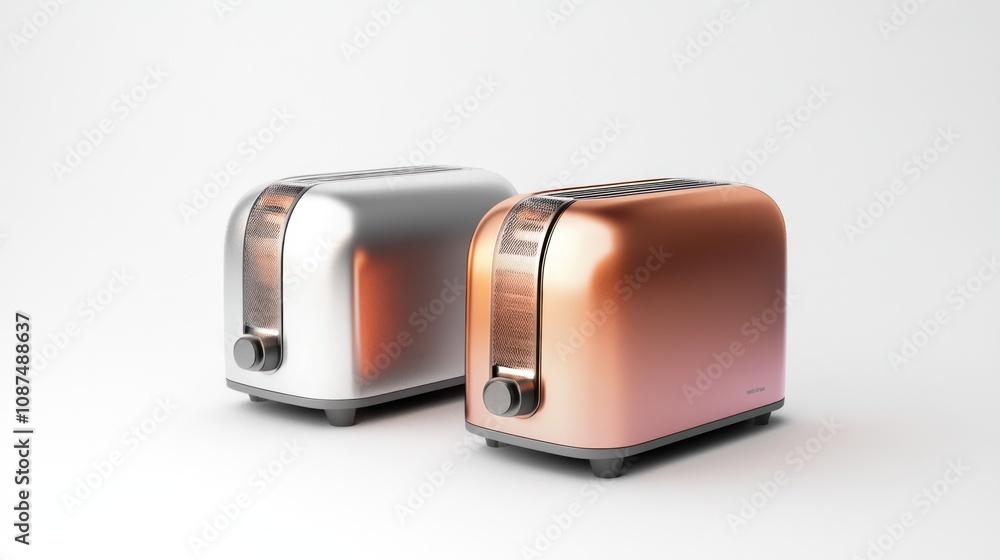 Two Modern Toasters in Silver and Rose Gold Hues Two Modern Toasters in Silver and Rose Gold Hues
