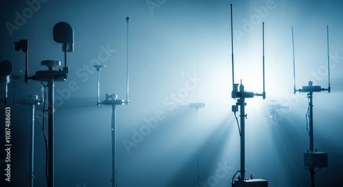 Atmospheric weather station instruments in misty conditions photo