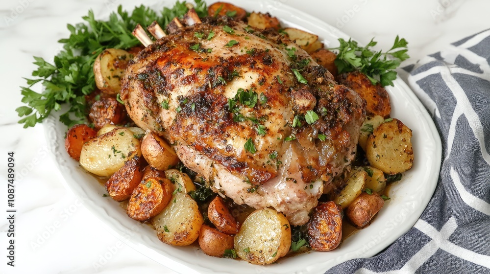 Delicious Roasted Meat with Herb Garnish Delicious Roasted Meat with Herb Garnish