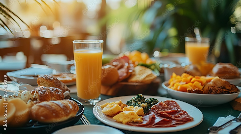 Delicious Breakfast Buffet Table With Many Foods Delicious Breakfast Buffet Table With Many Foods