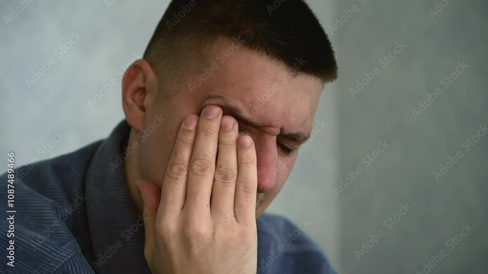 A young guy's eyes hurt from working at the computer for a long time.
The effect of the computer on vision.
The eyes of an IT specialist are watery.
Vision, IT specialist, work, Internet, office A young guy's eyes hurt from working at the computer for a long time.
The effect of the computer on vision.
The eyes of an IT specialist are watery.
Vision, IT specialist, work, Internet, office
