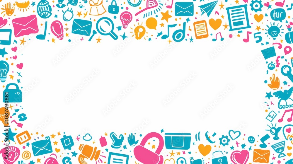 Colorful Business Frame with Icons on White Background for Creative and Professional Use in Presentations and Marketing Materials Colorful Business Frame with Icons on White Background for Creative and Professional Use in Presentations and Marketing Materials