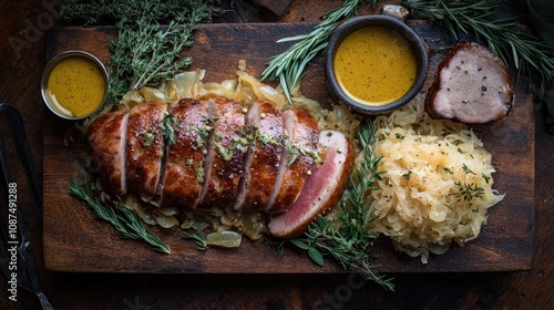 Deliciously Styled Duck Breast with Sauerkraut and Herbs