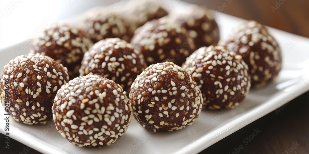 Homemade sweet balls made from dried fruits, cocoa, sesame, and nuts offer a healthy dessert option. Enjoy these delicious sweet cocoa and almond balls for a nutritious treat. Homemade sweet balls made from dried fruits, cocoa, sesame, and nuts offer a healthy dessert option. Enjoy these delicious sweet cocoa and almond balls for a nutritious treat.