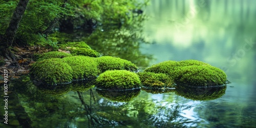 Moss on the water creates a stunning natural scene, showcasing the beauty of moss on the water alongside an enchanting water background that highlights nature s splendor.