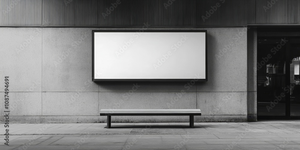 Blank billboard displayed on the wall serves as a canvas for advertisements. This blank billboard offers endless possibilities for creative messaging and bold visual promotions. Blank billboard displayed on the wall serves as a canvas for advertisements. This blank billboard offers endless possibilities for creative messaging and bold visual promotions.
