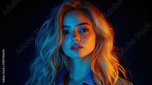 Stunning Portrait of a Woman with Vibrant Neon Lighting