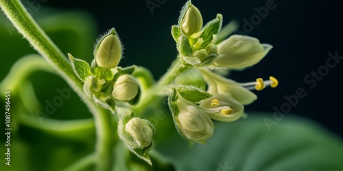 A closeup image showcasing the delicate Phaseolus vulgaris green bean flower, highlighting the intricate details of the Phaseolus vulgaris green bean flower s structure and beauty.