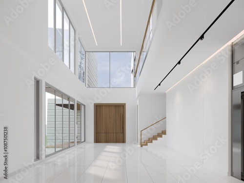 modern empty hall  interior design, 3d rendering photo