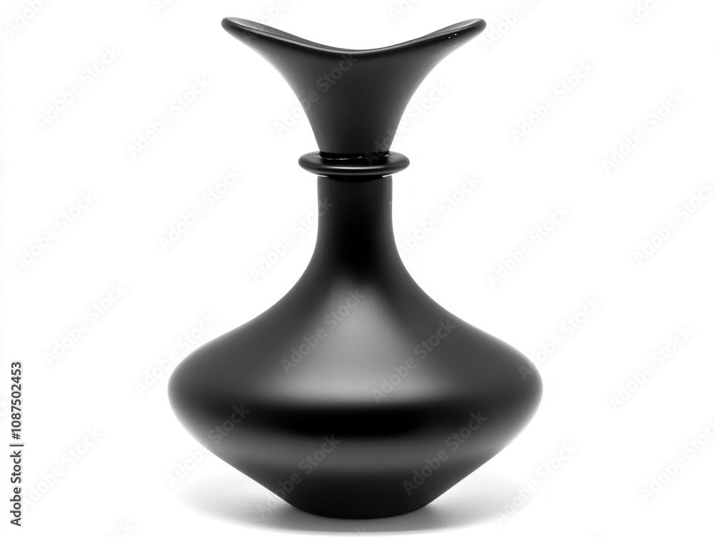 A sleek black vase with a unique shape, ideal for floral arrangements or decorative display. A sleek black vase with a unique shape, ideal for floral arrangements or decorative display.