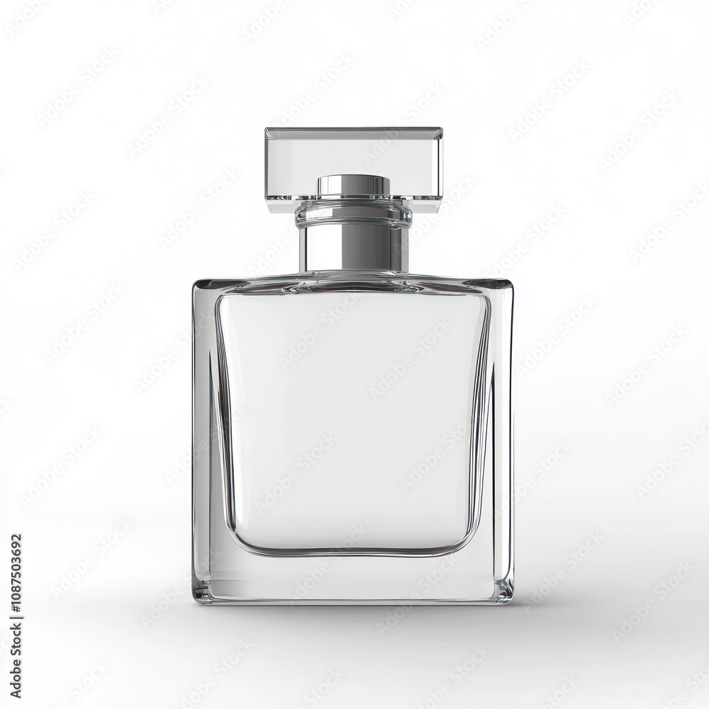 A clear, elegant perfume bottle with a minimalist design. A clear, elegant perfume bottle with a minimalist design.