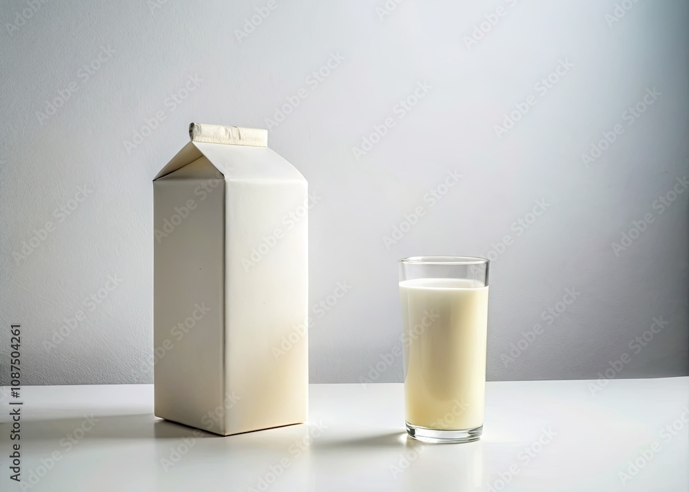 Minimalist Milk Carton in Soft Natural Light - Simple and Clean Aesthetic for Modern Kitchen Decor, Still Life Photography Inspiration, White Background, Everyday Objects, Home Essentials Minimalist Milk Carton in Soft Natural Light - Simple and Clean Aesthetic for Modern Kitchen Decor, Still Life Photography Inspiration, White Background, Everyday Objects, Home Essentials
