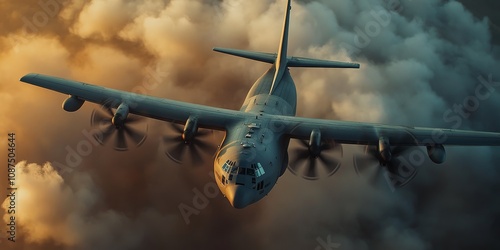 C 130 Hercules featured from the front perspective during an exciting airshow, showcasing the impressive design and capabilities of the C 130 Hercules in flight.