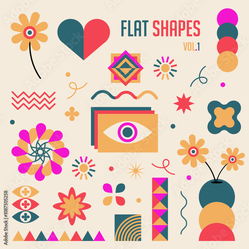 Flat Minimal Colourful Modern Shapes, pop art