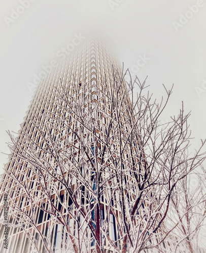 Downtown Skyscraper View of Astana during Winter Time  photo