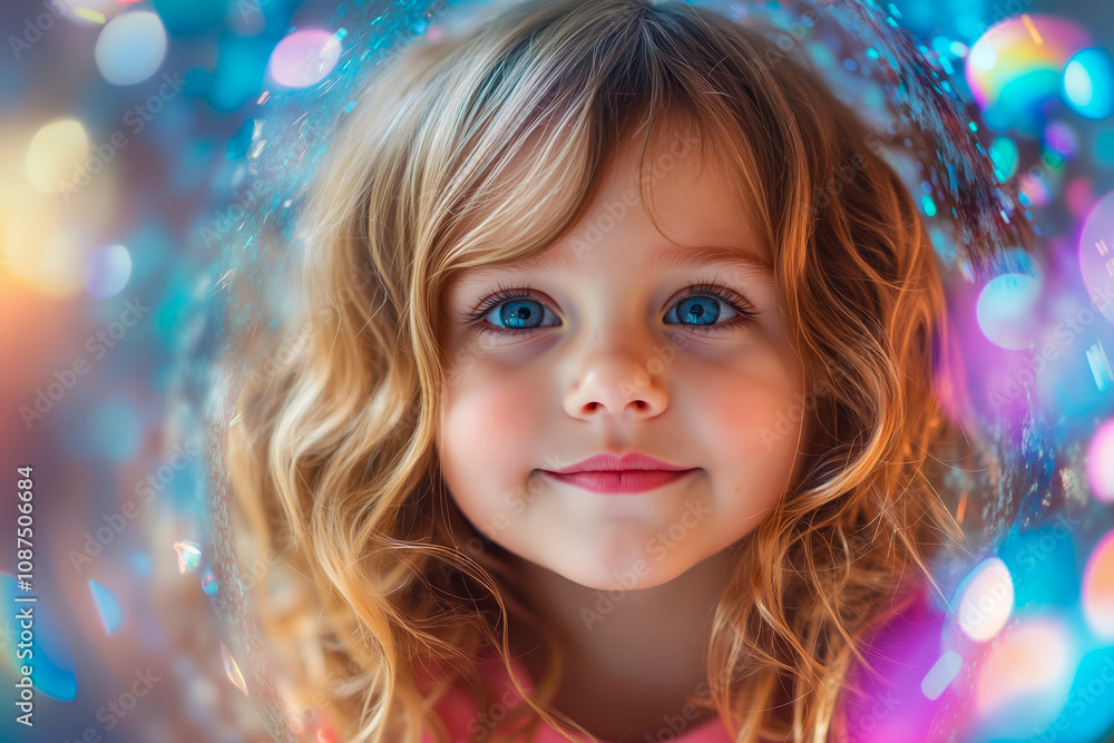 A little girl with blue eyes looking at the camera A little girl with blue eyes looking at the camera