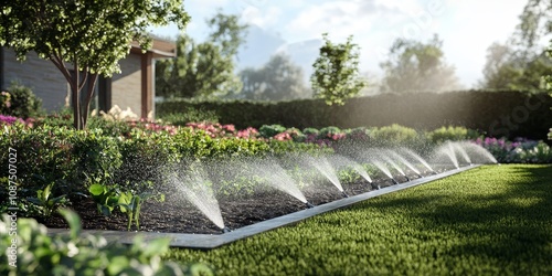 Efficient automatic garden irrigation system designed for optimal lawn watering. This innovative irrigation system includes adjustable heads to save water while maintaining healthy gardens and lawns.