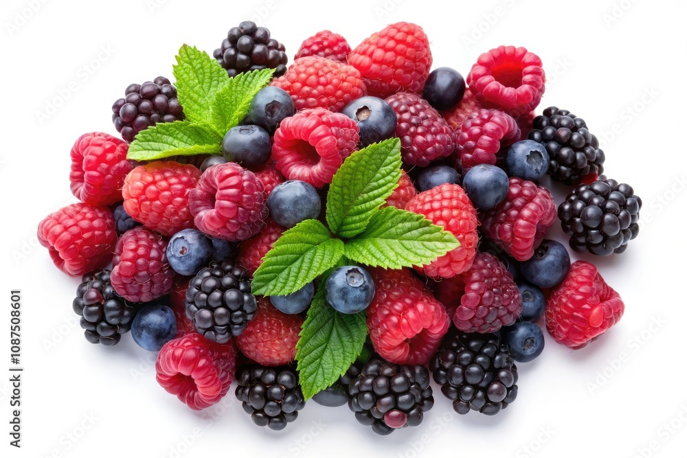 3D Raspberries and Blackberries on White Background - Vibrant and Fresh Berries for Culinary and Health-Focused Imagery 3D Raspberries and Blackberries on White Background - Vibrant and Fresh Berries for Culinary and Health-Focused Imagery