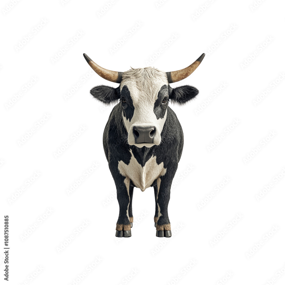 Majestic Black and White Bull - Front View Portrait Majestic Black and White Bull - Front View Portrait