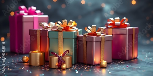 Wallpaper Mural Mystical gift boxes in a surreal glowing atmosphere Torontodigital.ca