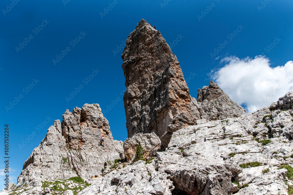 Fototapeta premium Beautiful rocky Cinque Torri in the Dolomites in Italy.