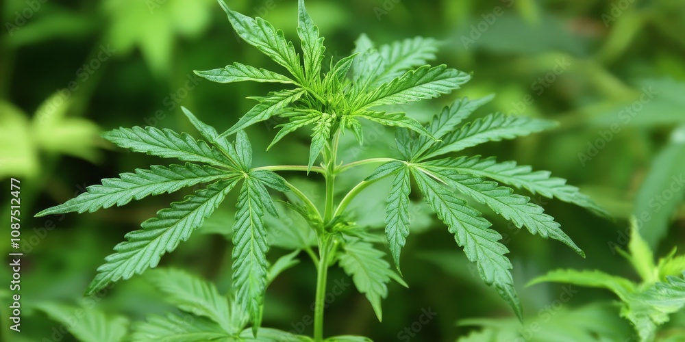 Fresh young green leaves of a cannabis indica plant showcase the vibrant characteristics of marijuana cultivation, highlighting the beauty and uniqueness of the cannabis indica species. Fresh young green leaves of a cannabis indica plant showcase the vibrant characteristics of marijuana cultivation, highlighting the beauty and uniqueness of the cannabis indica species.