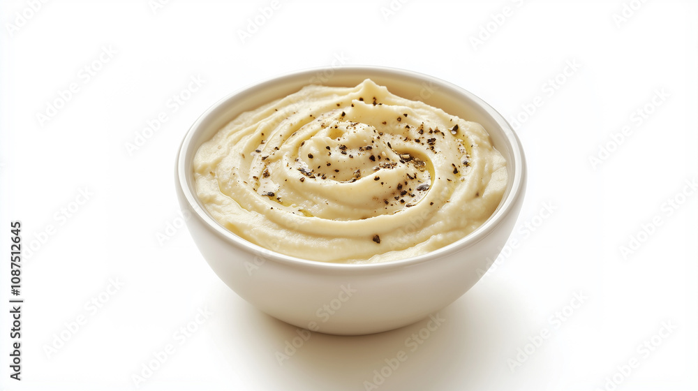 Homemade hummus with pepper isolated on white Homemade hummus with pepper isolated on white