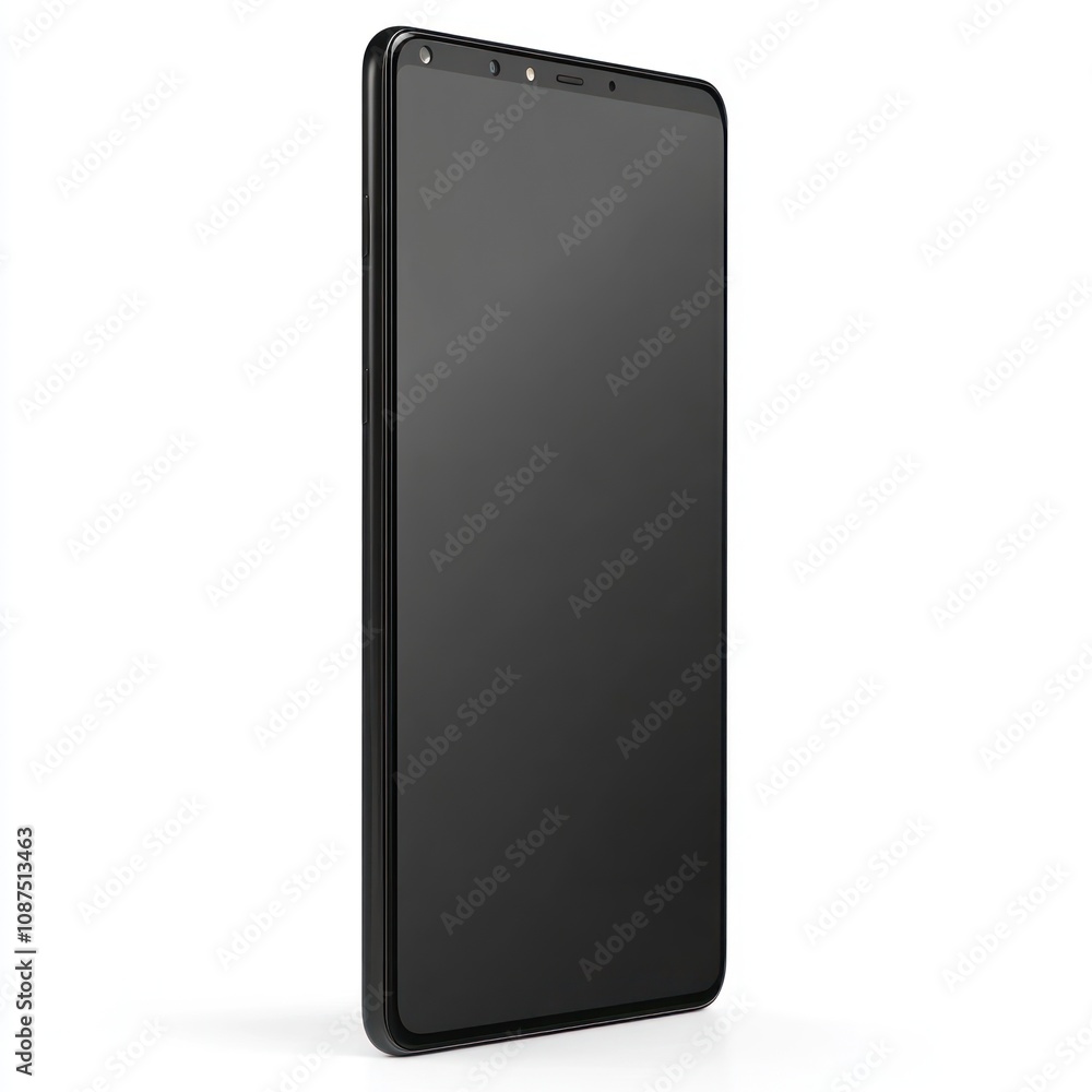 A sleek, modern smartphone with a black screen and minimal design. A sleek, modern smartphone with a black screen and minimal design.