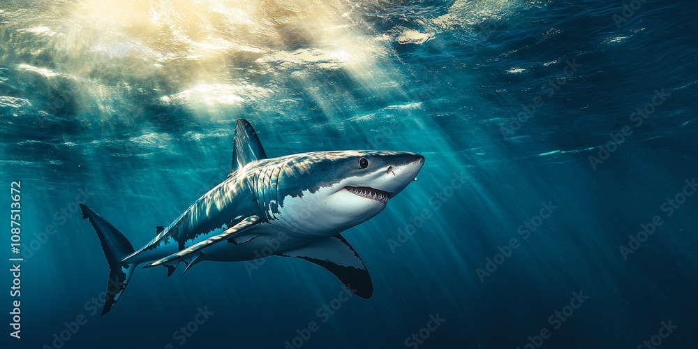 A captivating image of a beautiful wild great white shark swimming gracefully underwater, showcasing the majesty and power of this incredible great white shark species in its natural habitat. A captivating image of a beautiful wild great white shark swimming gracefully underwater, showcasing the majesty and power of this incredible great white shark species in its natural habitat.