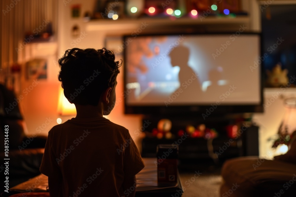 Boy assisting in setting up a movie night at home Boy assisting in setting up a movie night at home
