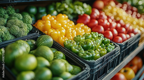 Close-up of fresh, organic vegetables at a farmers’ market, focusing on sustainability, healthy food choices, and local produce