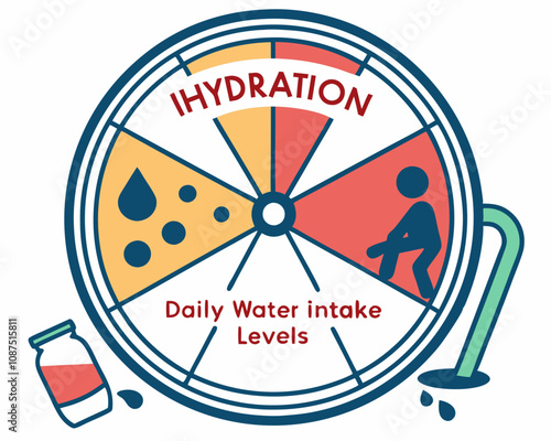 The Hydration Wheel: A creative illustration with the hydration wheel, illustrating daily water intake levels.