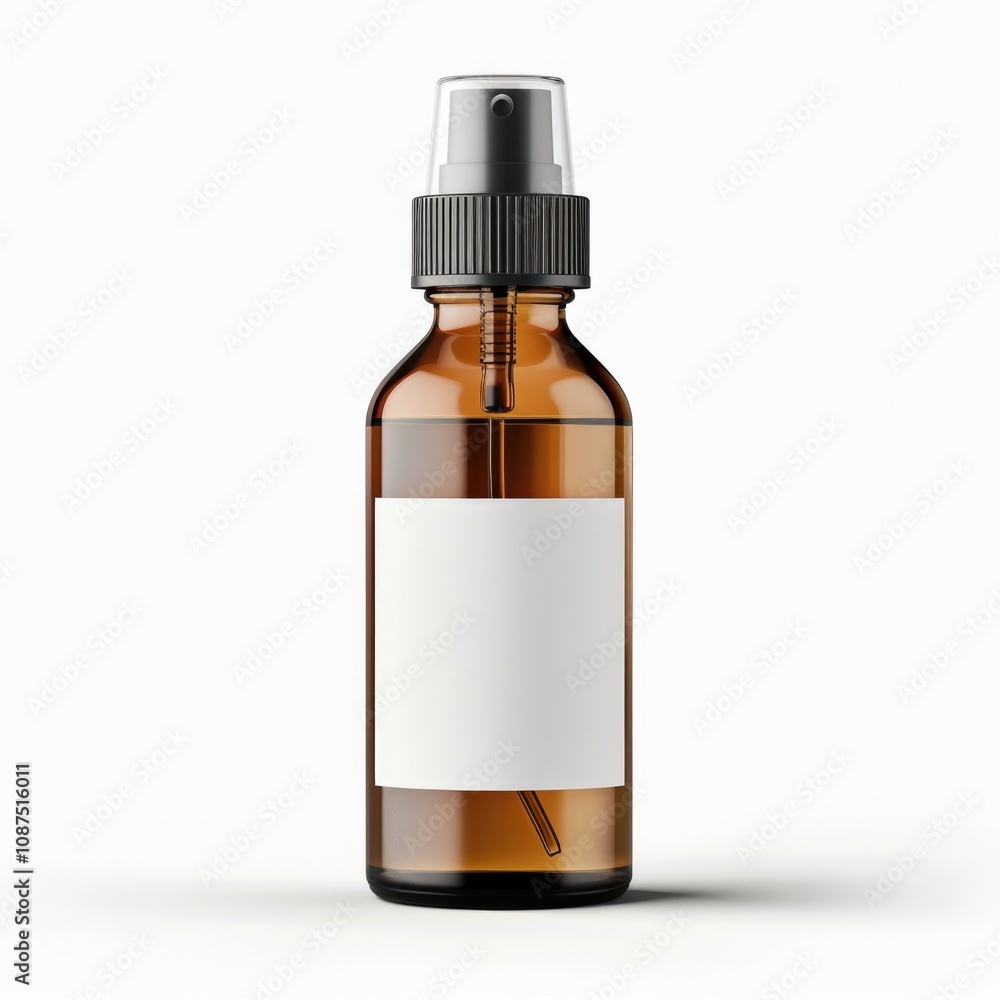 Spray Bottle Label. Amber Atomizer Bottle for Essential Oil and Cosmetic Care Products Spray Bottle Label. Amber Atomizer Bottle for Essential Oil and Cosmetic Care Products