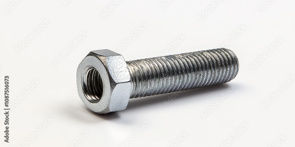Hex cap screw with a bolt and nut displayed prominently against a white background, showcasing the features of the bolt and nut in a clean and precise manner for clear visibility. Hex cap screw with a bolt and nut displayed prominently against a white background, showcasing the features of the bolt and nut in a clean and precise manner for clear visibility.